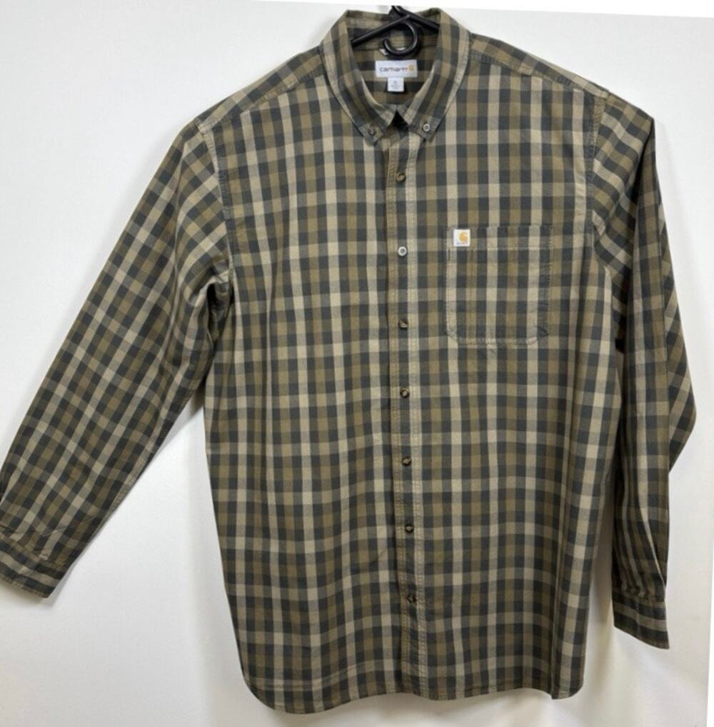 Carhartt Button Down Plaid Work Shirt Button Down Long Sleeve Shirt XLT Cotton